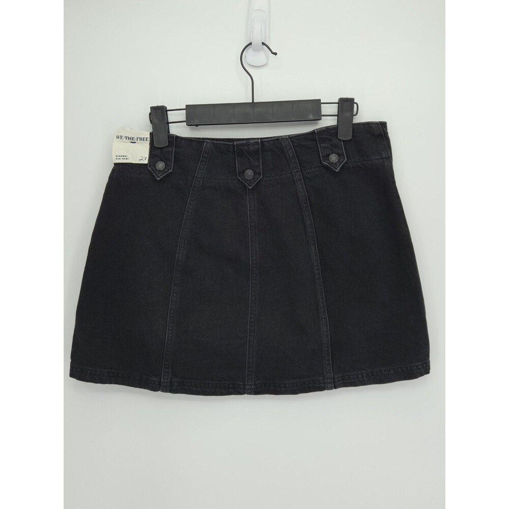 New We The Free People Runaway Denim Mini Skirt Faded Black Wash Size 27 - Picture 3 of 5